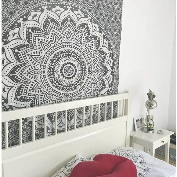 NEW Huge Grey and White Mandala Tapestry - Picture 2 of 7